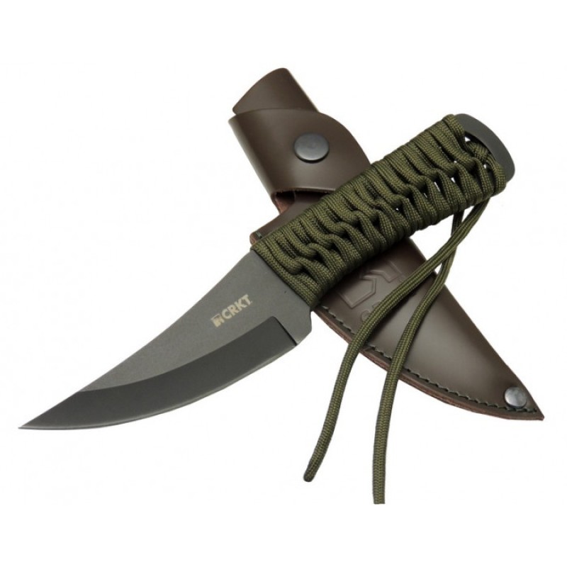 Crkt%20Yeşil%20İpli%20Sap%20Deri%20Kılıflı%20Kamp%20Çakısı