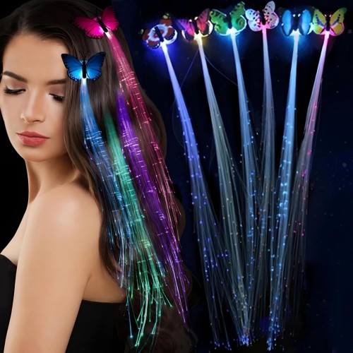 Led%20Fiber%20Optik%20Işıklı%20Kelebek%20Saç%20Klipsi