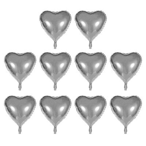 Kalp%20Şekilli%20Gümüş%20Renk%20Folyo%20Balon%2045%20cm%2010%20Adet