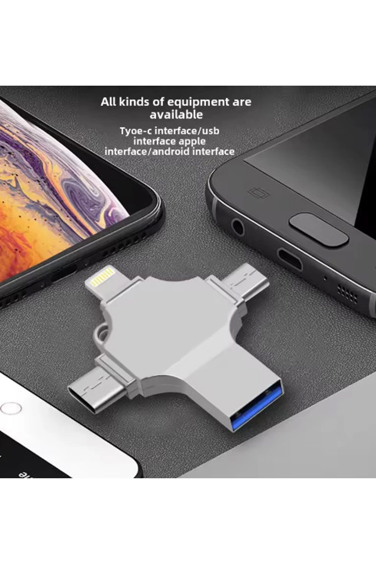Otg%204in1%20Cep%20Telefonu%20Çok%20Fonksiyonlu%20Usb%20Flash%20Bellek%20128%20Gb%20Type-c,%20Micro%20Sd%20Ve%20Kart%20Okuyucu