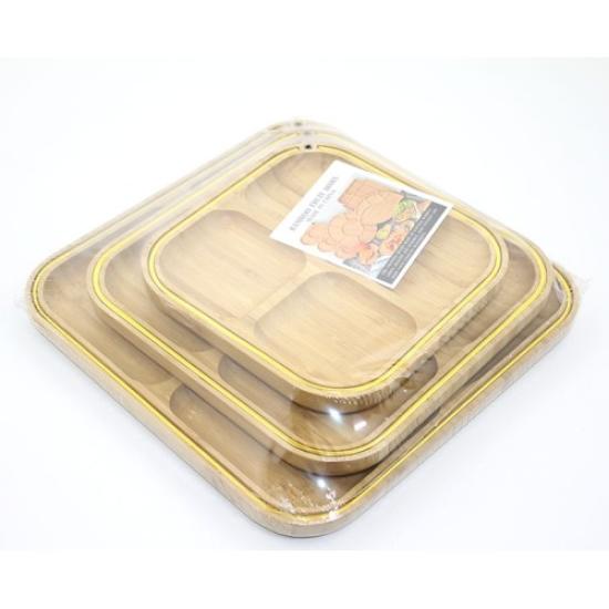 3’lü Ahşap Kahvaltı Çerez Ve Meyve Sunum Tabağı