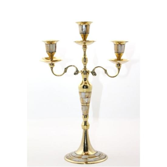 Pirinç Sedefli 3’lü Şamdan Model 1