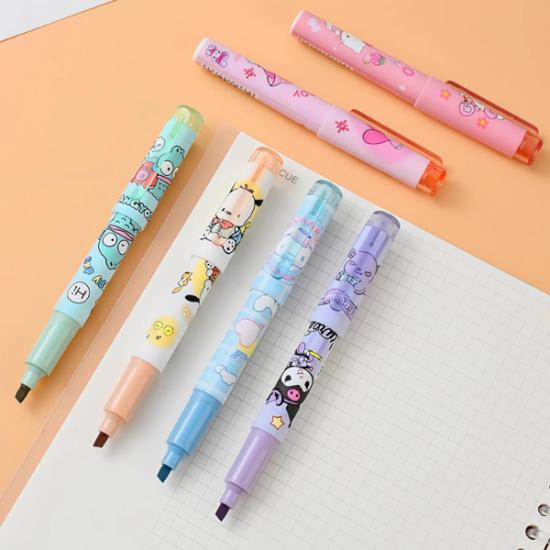 6’lı Fosforlu Kalem Seti - Hello Kitty Kuromi ve Arkadaşları