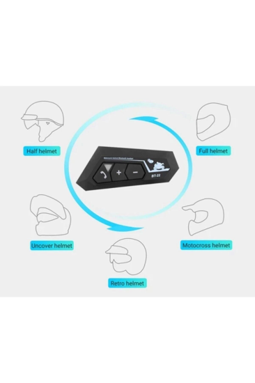 Bt22 Kask Kulaklık Bluetooth Motosiklet Kulaklık 5.0 Bluetooth Interkom Motorsiklet Kulaklık