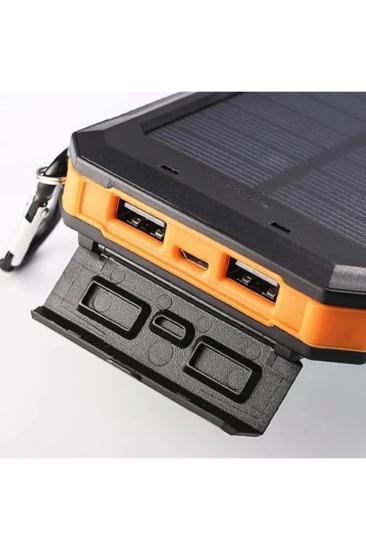 Solar Powerbank 1xusb 10.000mah Lcd Ekran Dahili Usb Mikro Type-c Powerbank